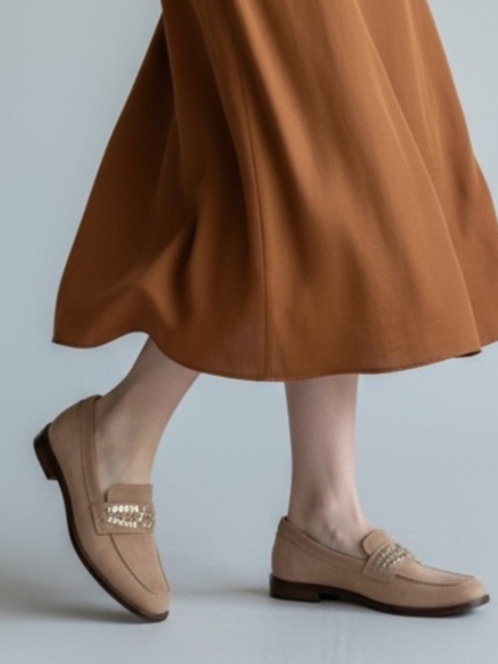 Brioso Frisco Lizard Suede Leather Loafers in Tan Taupe Neutral Comfort Travel
